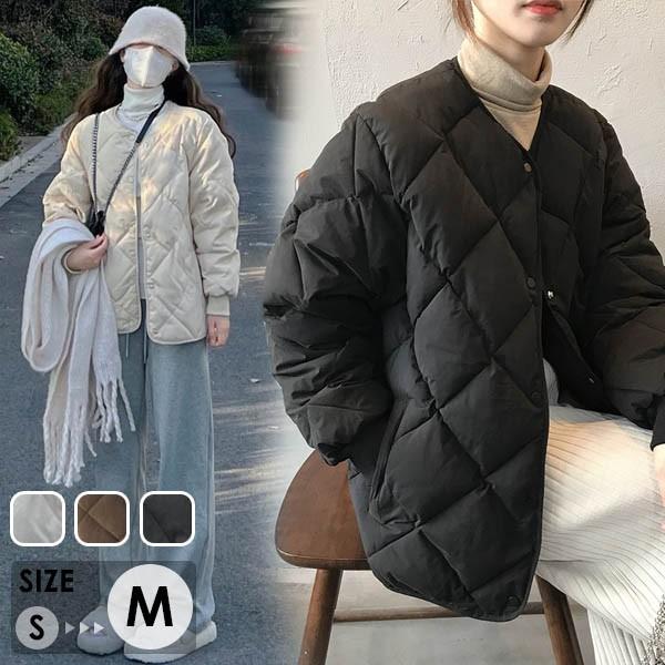 【レビュー投稿で+5%還元】ダウンジャケット 90％ダウン 暖かい レディース ダウンコート 黒 ノーカラー 軽量 アウター 柔らかい 防寒性 冬服 防寒着 あったか ブラック ベージュ コーヒー S M dd321n1n1c6