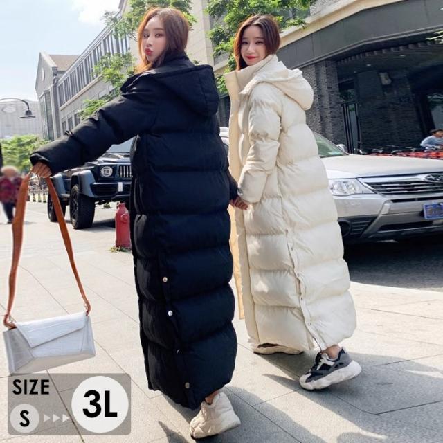 中綿コート フード付き ベンチコート レディース ロング コート アウター ジャケット 冬 おしゃれ シンプル 防寒 小さいサイズ 大きいサイズ 柔らかい 防寒性 冬服 防寒着 あったか 暖かい ブラック 黒