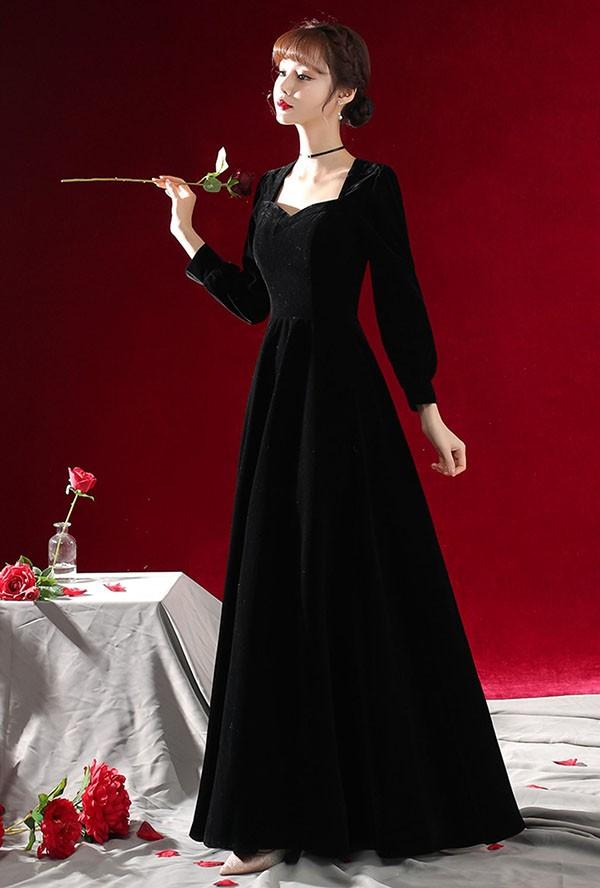 ドレス 大人 ピアノ 発表会 ロングドレス 大きいサイズ 袖付き 長袖