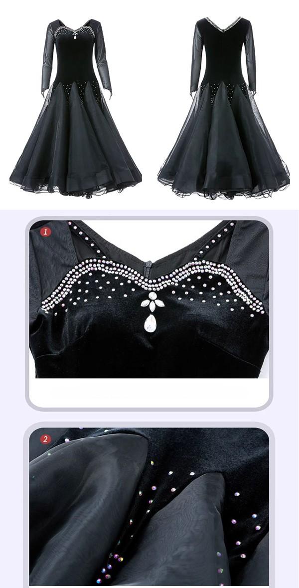 社交ダンスドレス 社交ダンス モダンドレス 大きいサイズ 長袖 広がる