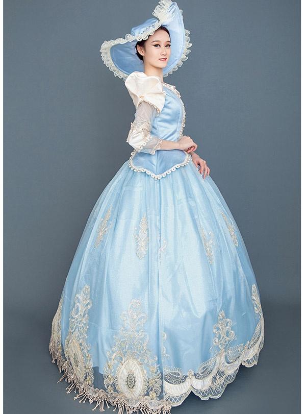 ロングドレス 貴族ドレス お姫様ドレス ドレス 中世ヨーロッパ 袖あり パフスリーブ 長袖 レース Vネック 豪華 ゴージャス 華やか 上品 貴族風 貴婦人 帽子付き 演奏会 舞台衣装 ゴージャス 声楽 オペラ イベント プリンセスライン ワンピース フリル コスプレ da904s1s1c6 ロングドレス 貴族ドレス お姫様ドレス ドレス 中世ヨーロッパ 袖あり