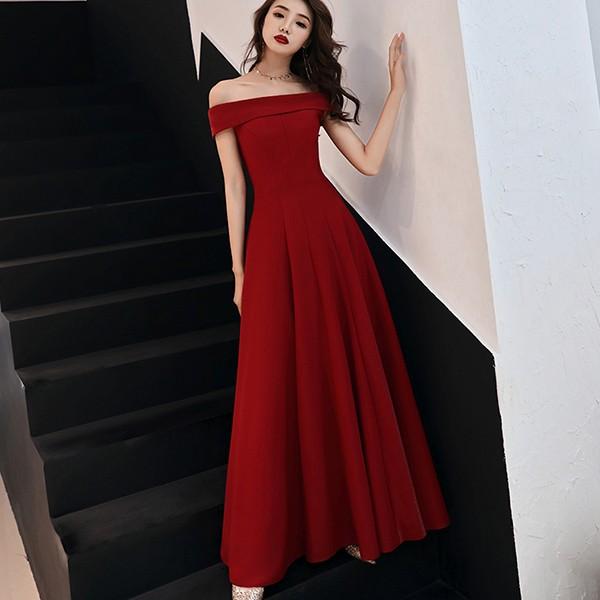 ドレス 大人 ピアノ 発表会 ロングドレス 赤 オフショルダー 演奏会 結婚式 母親 ドレス ピアノ発表会 結婚式ワンピース　演奏会用ドレス パーティードレス イブニングドレス ロング丈 大きいサイズdb291s1s1zr