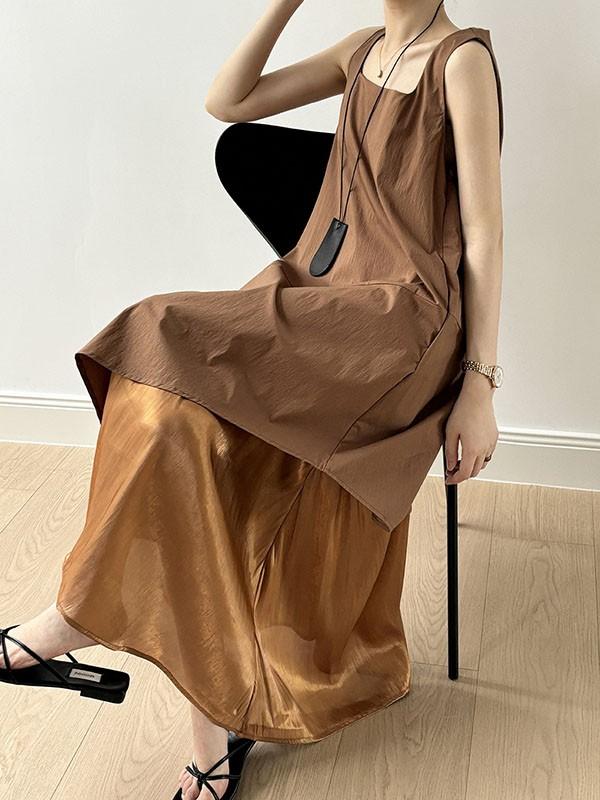 ワンピース レディース体型カバー ハイウエスト涼しい 薄手 柔らか