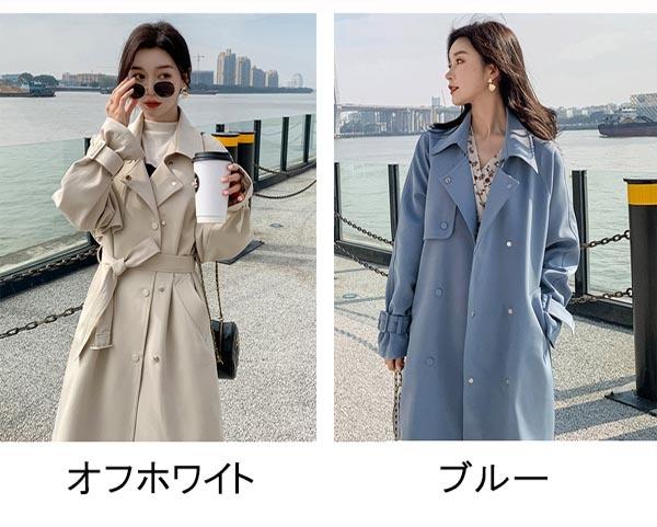 スプリングコート レディース トレンド ラペル ベルト付き コート