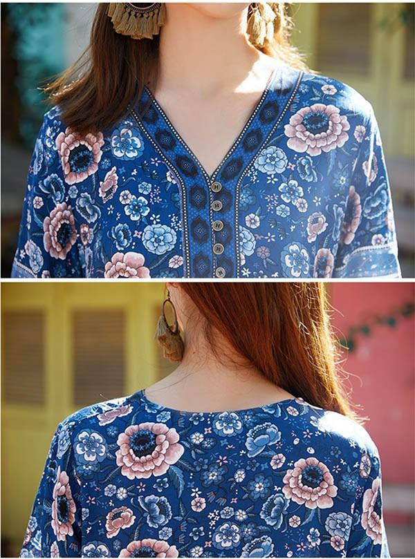 レビュー投稿で+5%還元】ハワイ リゾートワンピース ミモレ丈 五分袖 V