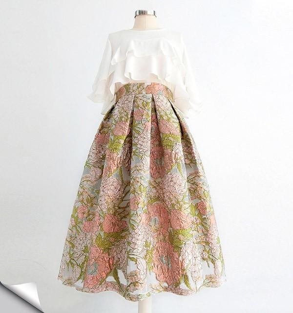 【レビュー投稿で+5%還元】スカート ひざ下 ピンク 花柄 ポケット付き エレガント きれいめ ふんわり膨らむ フレアスカート パラソルスカート アンブレラスカート 女子会 デート フォーマル 演奏会 ドレス 衣装 コーラス ピアノ 大人 春夏 秋 洗える S M L XL 2XL レビュー投稿で+5%還元】スカート ひざ下 ピンク 花柄 ポケット付き