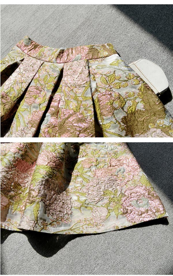 レビュー投稿で+5%還元】スカート ひざ下 ピンク 花柄 ポケット付き