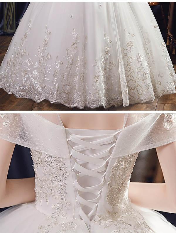 花嫁 ウェディングドレス Aライン 白ドレス スタンドカラー ハイネック