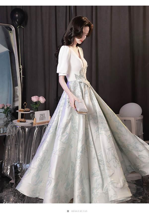 ロングドレス 演奏会 ピアノ 発表会 ツヤ感 花レース 刺繍 グレードレス Vネック 袖あり ポワン袖 フェミニン エレガント大きいサイズ 5L 大人 母親 結婚式 体型カバー 謝恩会 卒業式 花嫁 ステージ グレー 灰色 ホワイト 白 20代 30代 40代 da206x1x1zr ロングドレス 演奏会 ピアノ 発表会 ツヤ感 花レース 刺繍 グレード