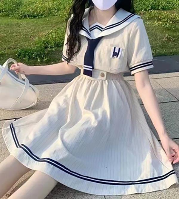 レビュー投稿で+5%還元】ワンピース ビッグカラー セーラー風 胸元