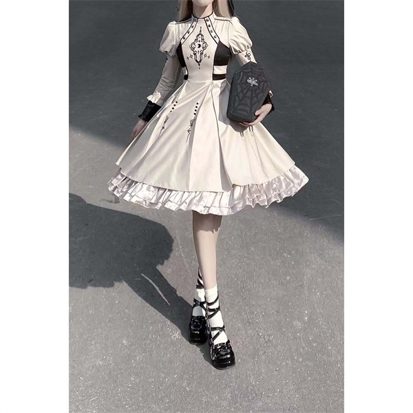 ワンピース ロリータ レディース ゴスロリ ハイウエスト Aライン 暗黒