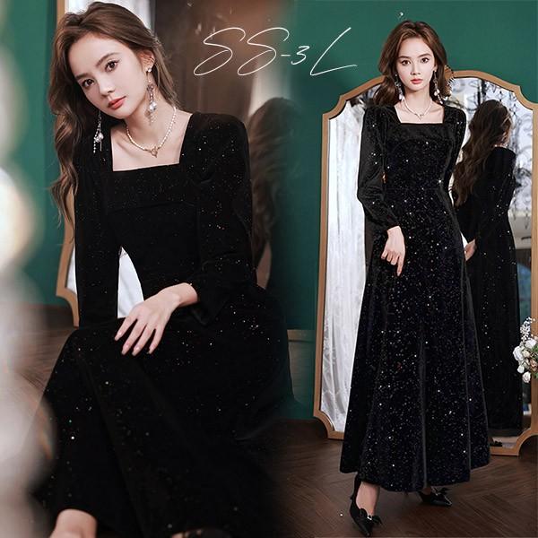 ドレス 大人 ピアノ 発表会 ロング丈 キラキラ ぽっちゃり 大きいサイズ イブニングドレス 演奏会 ピアノ発表会 袖付き ワンピース Aライン ステージドレス 二次会 女子会 成人式 パーティードレス 大人可愛い bg066zezezr