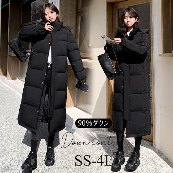 【レビュー投稿で+5%還元】ダウンコート レディース ダウンジャケット 90％ダウン Aライン 帽子付き フード 母親 大きいサイズ 黒 ブラック 厚手 冬服 防寒着 おしゃれ S M L きれいめ 着やせ 20代 30代 40代 50代 60代 秋 冬 bg097zezejc