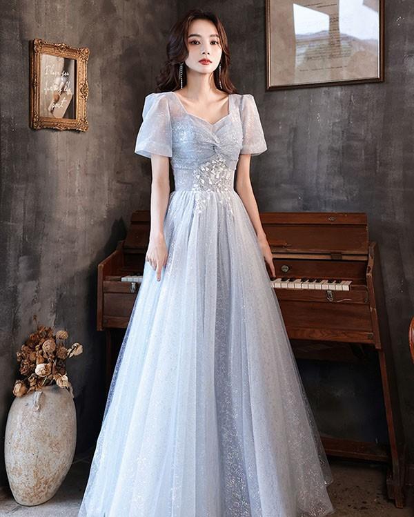 カラードレス パフスリーブ 20代 30代 40代 演奏会ドレス ホワイト