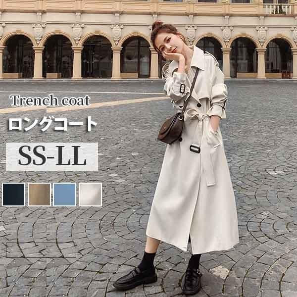 【レビュー投稿で+5%還元】トレンチコート レディース アウター コート 小柄 小さいサイズ ロング丈 ロングコート カジュアル シンプル 無地 春 秋 軽量 フリーサイズ オーバーサイズ ビックシルエット スプリングコート ゆったり 秋コート 通勤 通学 おしゃれ お出かけ