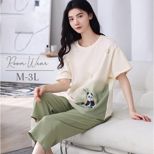 【レビュー投稿で+5%還元】ルームウエア 上下セット 部屋着 パンダ柄 春 半袖 かわいい 秋 着心地よい パジャマ オシャレ 可愛い 上下セット レディース 女性 ゆったり 寝巻き 大きいサイズ dv246zezel9の通販は 5,502円