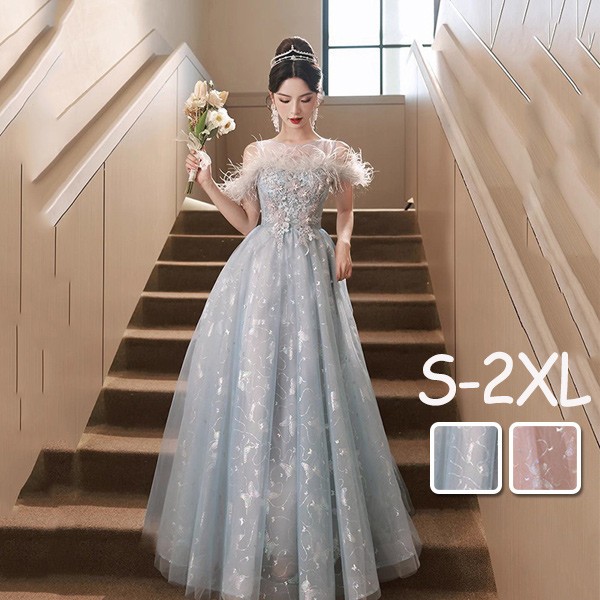 レディースドレス 大人 ピアノ発表会 演奏会 ロング丈 結婚式 半袖　編み上げ ワンピース 二次会 女子会 成人式 おしゃれ 可愛いロングドレス 袖あり お呼ばれ 20代 30代