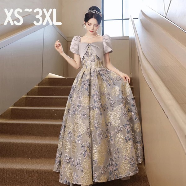 レディースドレス 大人 ピアノ発表会 演奏会 ロング丈 結婚式 半袖　編み上げ ワンピース 二次会 女子会 成人式 おしゃれ 可愛いロングドレス 袖あり お呼ばれ 20代 30代 dg032zuzum6