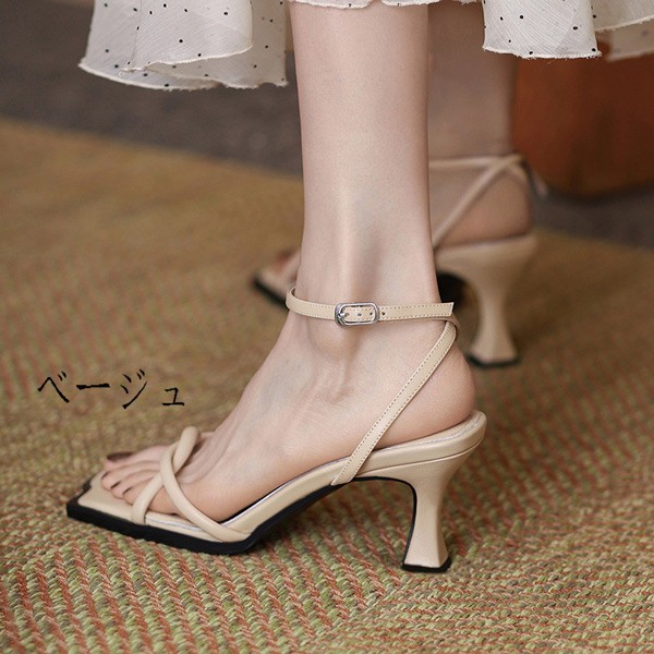 華奢ストラップサンダルサンダル レディース かかと あり夏 ベルト 靴 女性 大人 軽量 軽い身長アップ 疲れにくい 美脚効果 結婚式 二次会の通販は