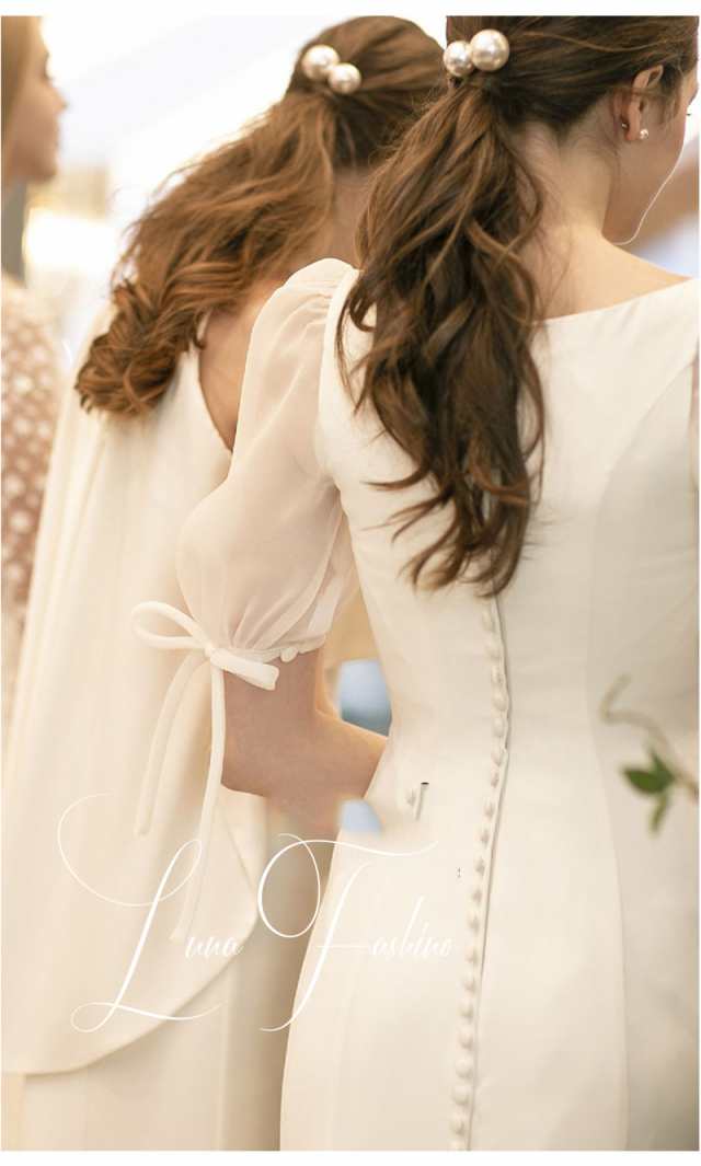 ウェディングドレス シンプル ロングドレス 結婚式 人気 二次会 ドレス
