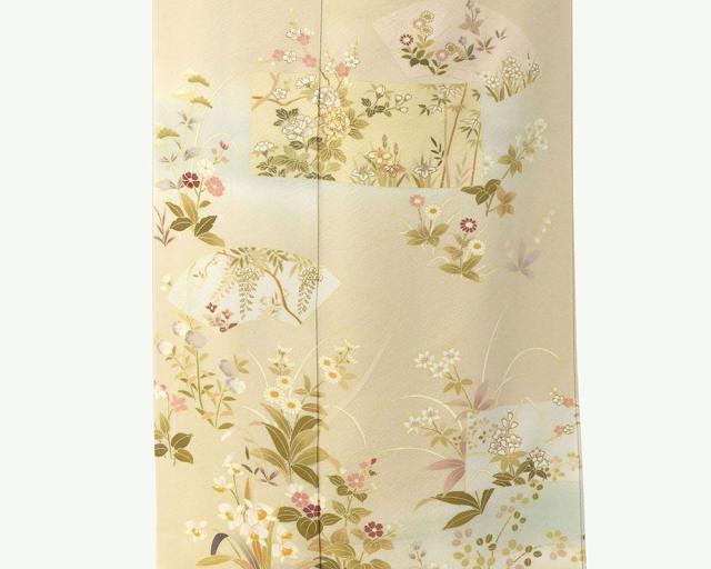 色留袖 新品仕立済 正絹 四季花扇面模様 身丈164.5cm 裄丈68cm 新品 仕立て上がり 着物 結婚式 入学式 卒業式 b1035_4