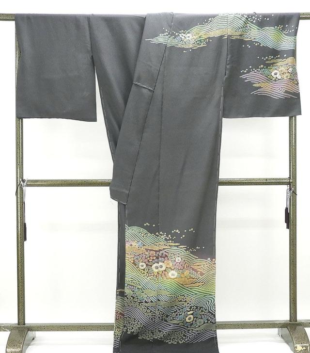 訪問着 正絹 絞り辻が花模様 訪問着 新品 未仕立て 仮絵羽 新品 着物 