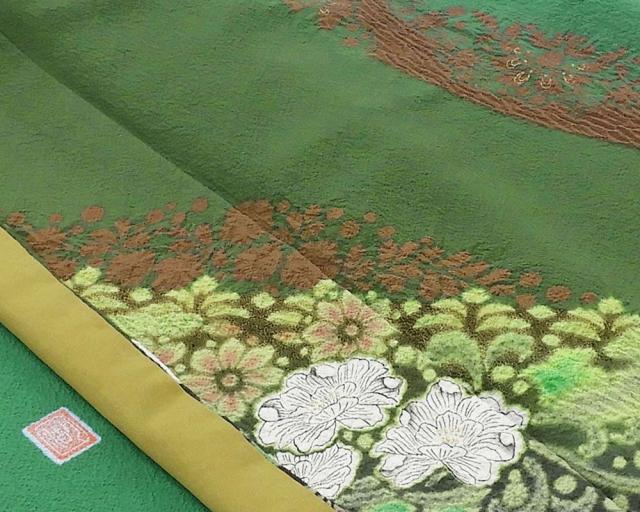 訪問着 未着用美品 正絹 十日町友禅 滝泰謹製 絞り辻が花模様 身丈170.5cm 裄丈70.5cm 訪問着 未使用 新古品 着物 結婚式 入学式 卒業式 b4084_5