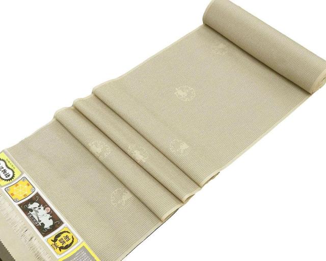 お召し 新品 正絹 伝統工芸品 塩沢物語 白新染織謹製 縦縞雪輪兎模様