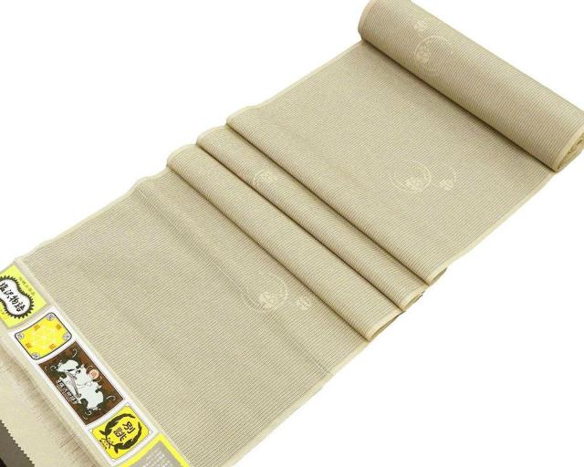 お召し 新品 正絹 伝統工芸品 塩沢物語 白新染織謹製 縦縞鈴縦縞模様