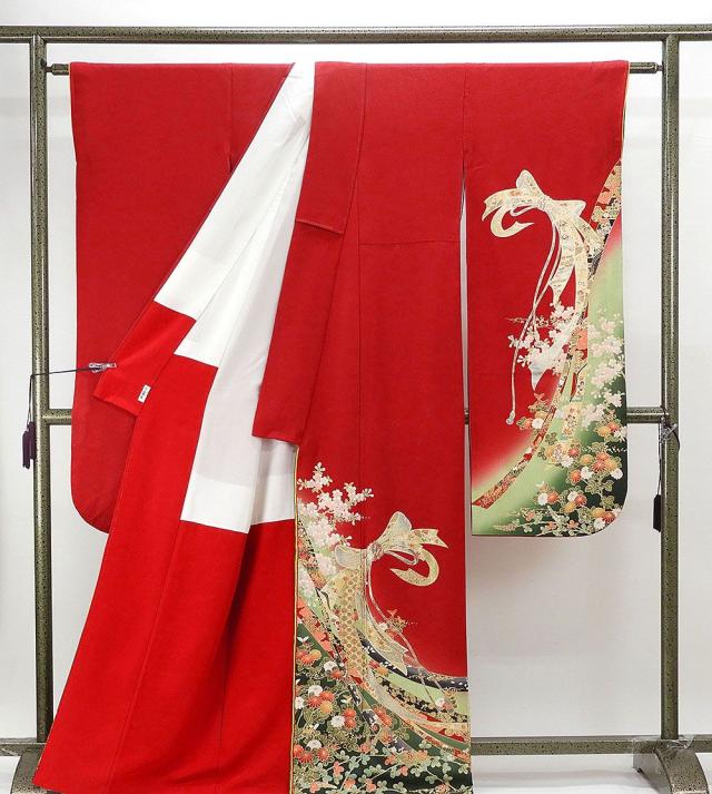 振袖 正絹 四季花熨斗目模様 身丈166cm 裄丈67cm 振袖3点セット 美品