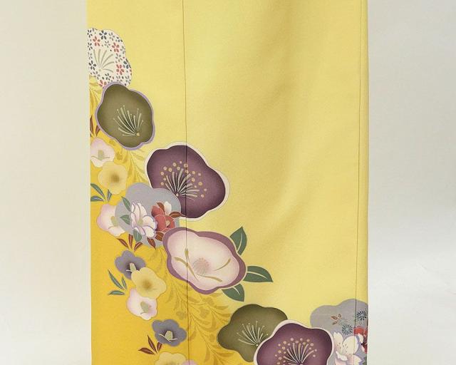 振袖 正絹 四季花模様 身丈171.5cm 裄丈67.5cm 振袖 リサイクル 着物 e0806