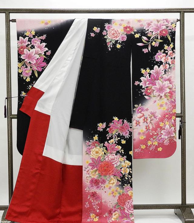 振袖 正絹 百合牡丹蘭模様 身丈170cm 裄丈68cm 振袖 美品 リサイクル 着物 e0909 振袖 正絹 百合牡丹蘭模様 身丈170cm 裄丈68cm 振袖 美品 リサイクル