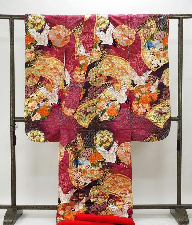 色打掛 正絹 舞鶴四季花巻物模様 打掛 美品 花嫁衣裳 婚礼 リサイクル 中古 ブライダル ウエディング 着物 e3151 色打掛 正絹 舞鶴四季花巻物模様 打掛 美品 花嫁衣裳 婚礼 リサイクル