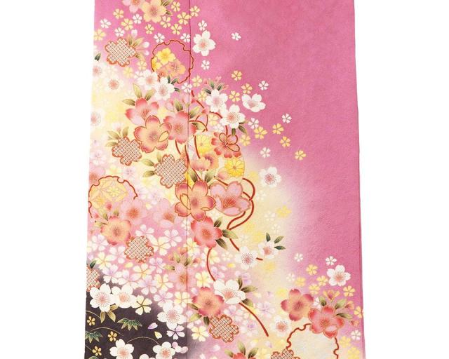 振袖 正絹 雪輪四季花手毬模様 5点セット 身丈168.5cm 裄丈68.5