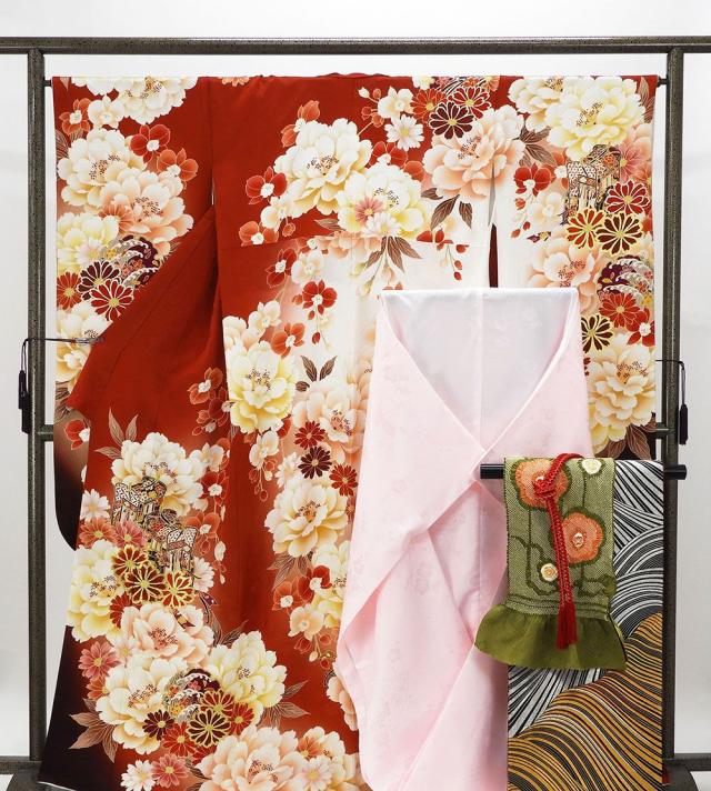 平和屋着物○つけ帯 牡丹花唐草間道 金糸 正絹 逸品 DAAT0384ob