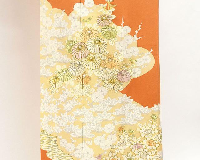 色留袖 正絹 雲取四季花模様 身丈162cm 裄丈64.5cm 色留袖 三つ紋