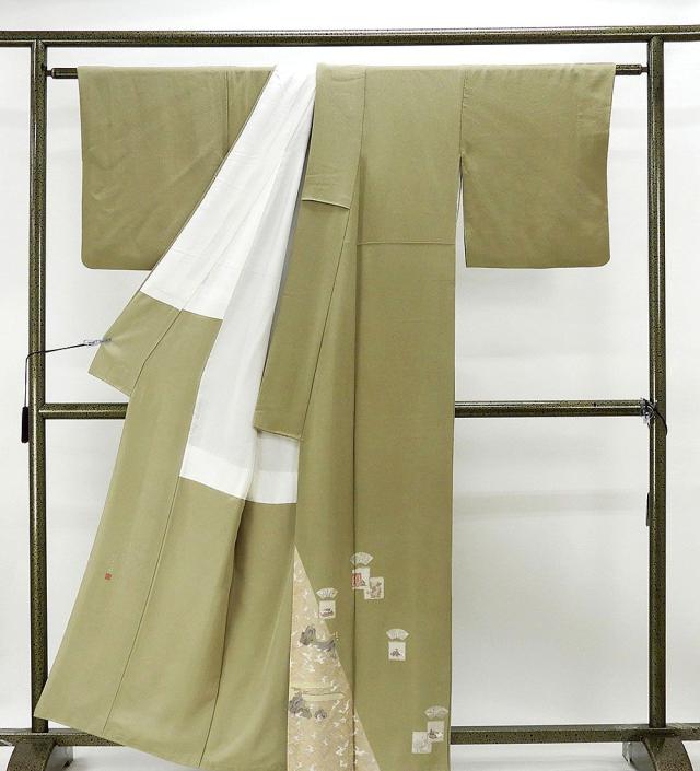色留袖 正絹 松尾光琳 立浪歌合せ模様 色留袖一つ紋 良品 リサイクル 着物_1