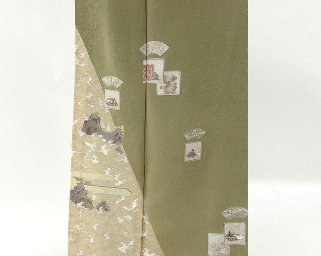 色留袖 正絹 松尾光琳 立浪歌合せ模様 色留袖一つ紋 良品 リサイクル 着物_4