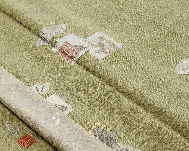 色留袖 正絹 松尾光琳 立浪歌合せ模様 色留袖一つ紋 良品 リサイクル 着物_5