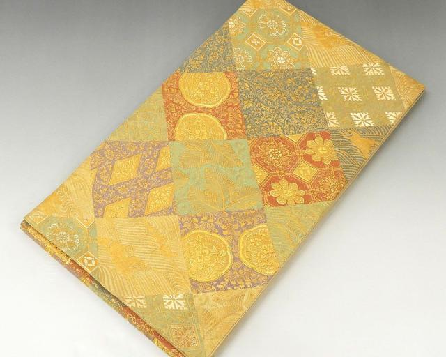 袋帯 正絹 吉祥菱紋文様 袋帯 リサイクル 中古 結婚式 入学式 卒業式