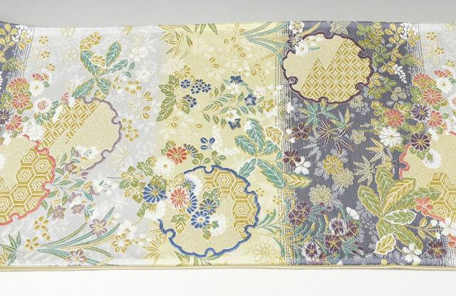 袋帯 新品仕立付き 正絹 西陣 京洛苑たはら謹製 雪輪吉祥四季花模様