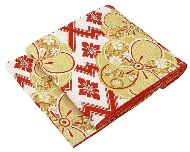 袋帯 松皮菱梅桜模様 振袖用 リサイクル 中古 フォーマル 礼装用 パーティー 着物 g4072