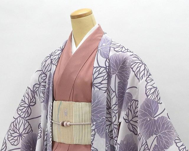 夏物 羽織 新品仕立済 正絹 夏物 蔦の葉模様 紗羽織 単衣 薄物 コート 新品 仕立て上がり j4001_1