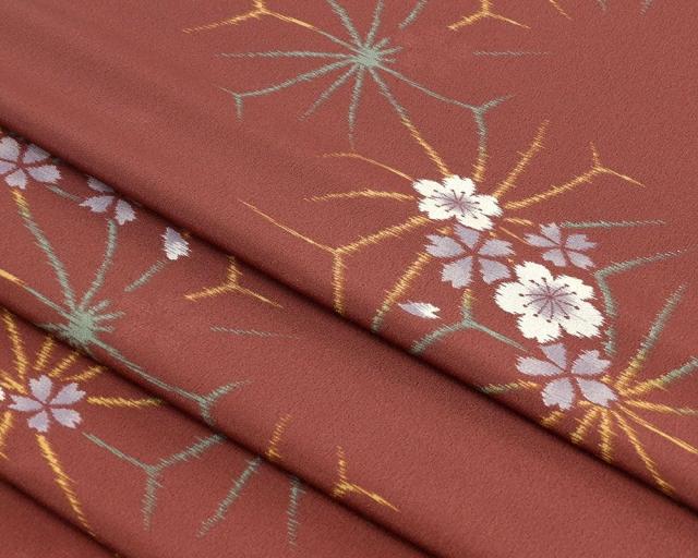 小紋 反物 ポリエステル テイジン 美人瑠眉 麻の葉桜模様 洗える着物