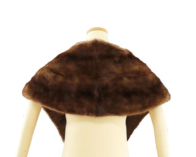 ショール ミンク 毛皮 ストール リアルファー ショール しっぽ付き ブラウン 着物にも洋服にも リサイクル u0155_1