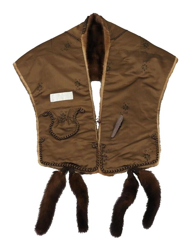 ショール ミンク 毛皮 ストール リアルファー ショール しっぽ付き ブラウン 着物にも洋服にも リサイクル u0155_3