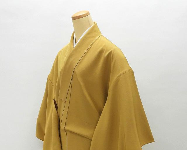 単衣 色無地 新品仕立済 正絹 単衣 辛子色 身丈164.5cm 裄丈68cm 色 