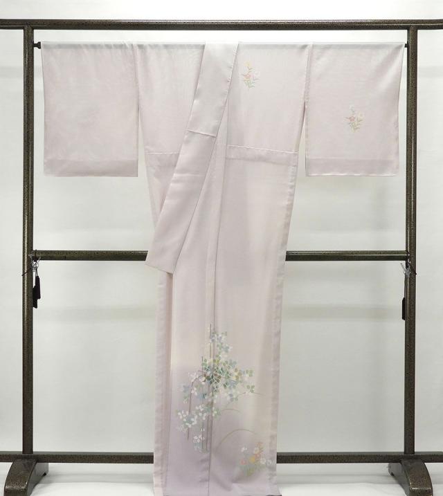 夏物 訪問着 新品仕立済 正絹 夏物 流水菖蒲撫子模様 身丈168cm 裄丈68cm 絽訪問着 新品 仕立て上がり 着物 wb2361_1