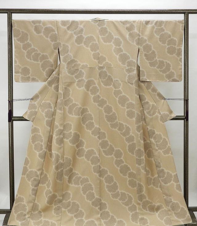 単衣 小紋 新品仕立済 正絹 単衣 匹田雪輪模様 身丈164.5cm 裄丈68cm 小紋 新品 仕立て上がり 着物 wc1184