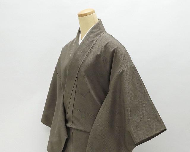 単衣 紬 新品仕立済 正絹 単衣 絣波模様 身丈164.5cm 裄